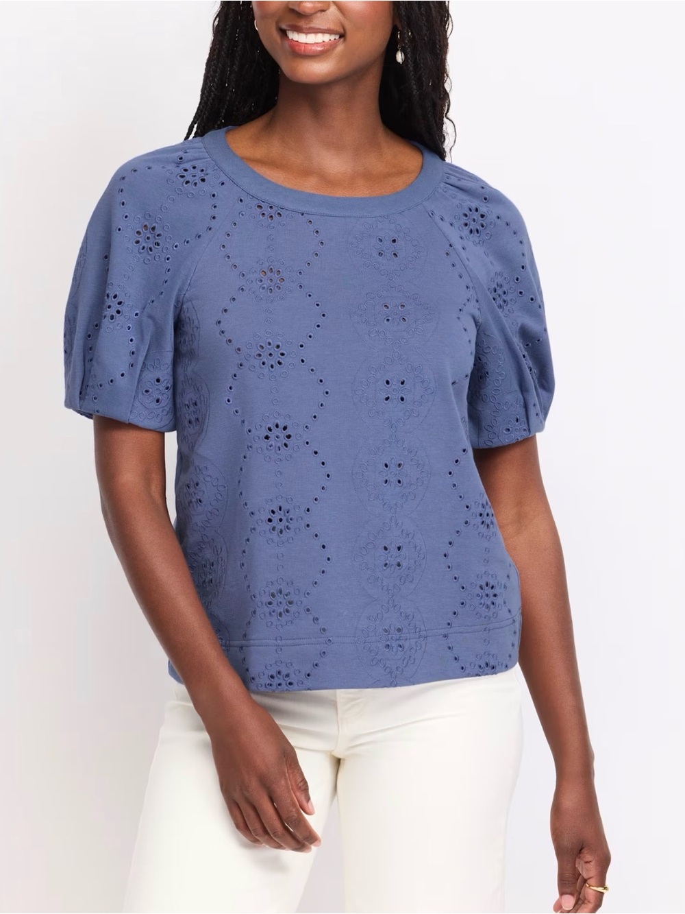 Market & Spruce Eyelet Short Sleeve Knit Top Blue 2X NWT STITCH FIX